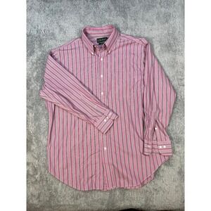 Lauren Ralph Lauren Pink striped oxford mens 16 1/2 32/33 non iron cotton button